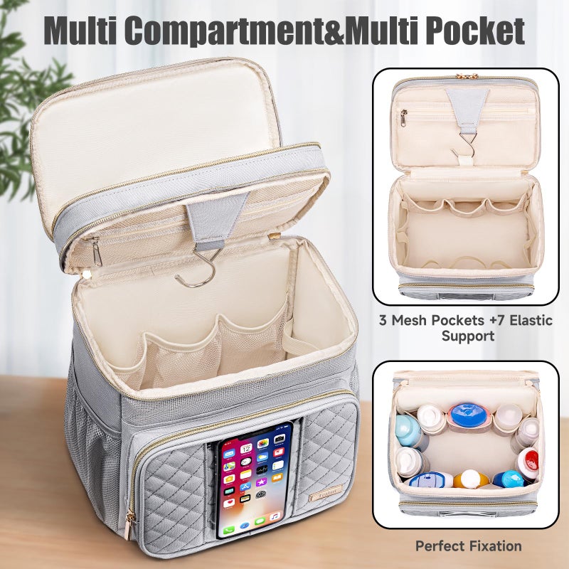Tealari Large Toiletry Bag for Women Men,Bathroom Bag,Water Resistant Shower Bag,Makeup Bag,Portable Shower Caddy for College Dorm,Hanging Travel Toiletry Bag with Transparent Waterproof Phone Pocket - Image 5