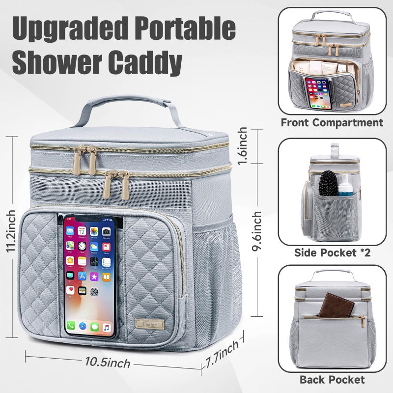 Tealari Large Toiletry Bag for Women Men,Bathroom Bag,Water Resistant Shower Bag,Makeup Bag,Portable Shower Caddy for College Dorm,Hanging Travel Toiletry Bag with Transparent Waterproof Phone Pocket - Image 4