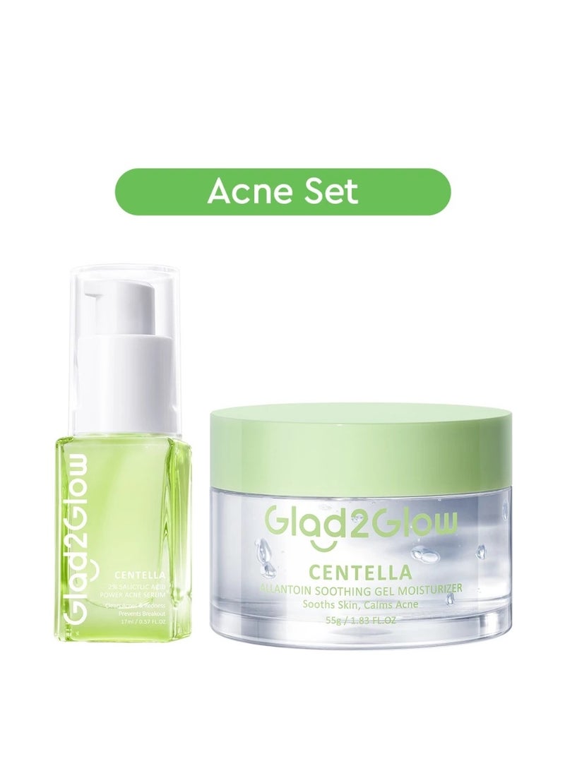 Glad2Glow Acne Set Moisturizer Gel Repair Skin 55g + Acid Power Clear Acne Serum 17ml - Image 1