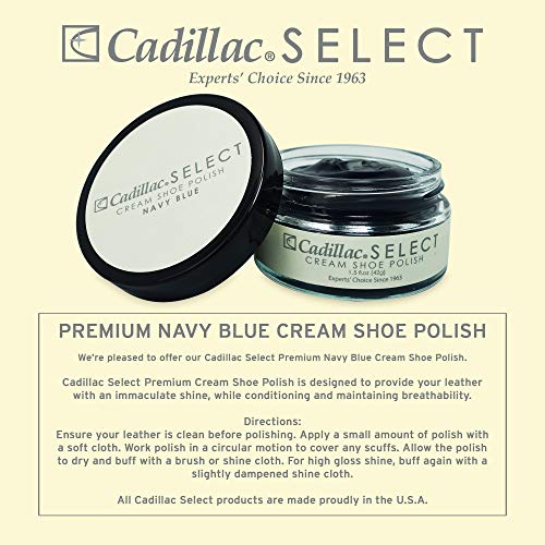Cadillac Select Premium Cream Shoe Polish – Navy Leather Shoe Care, Nourishing Formula, Restores Shine and Color, Easy Application, Made in USA - Image 3