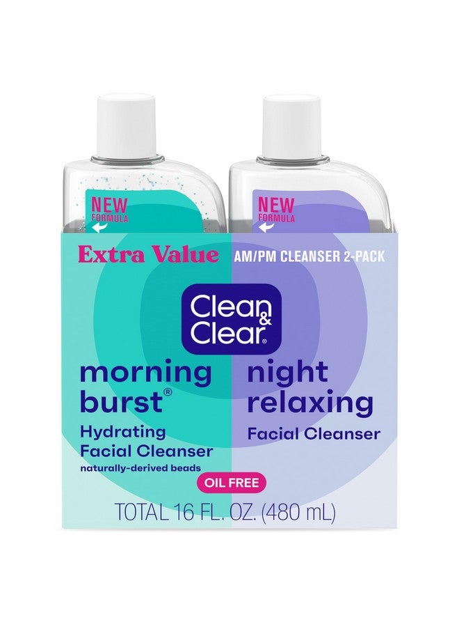 Clean & Clear 2Pack Day & Night Daily Face Cleansers Morning Burst Hydrating Facial Cleanser & Night Relaxing Deep Cleansing Face Wash Oilfree & Won'T Clog Pores 2 X 8 Fl. Oz - Image 1