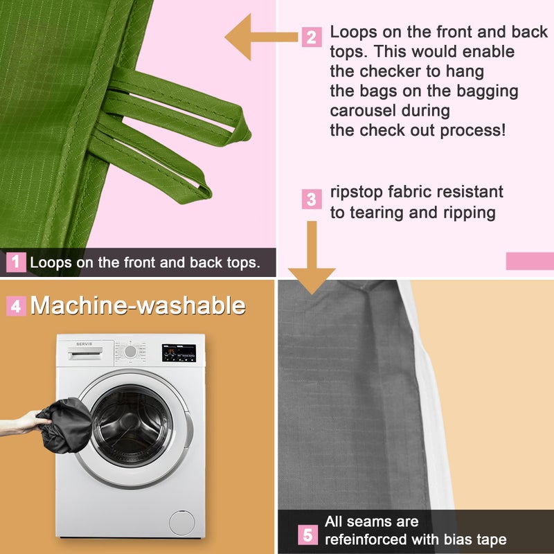 BeeGreen Reusable Grocery Bags 6 Pack Bulk Reusable Shopping Tote Bags with Handles Extra Large for 50LBS Heavy-Duty Foldable Machine Washable Reusable Snack Bags Travel Gifts Bag - Image 5