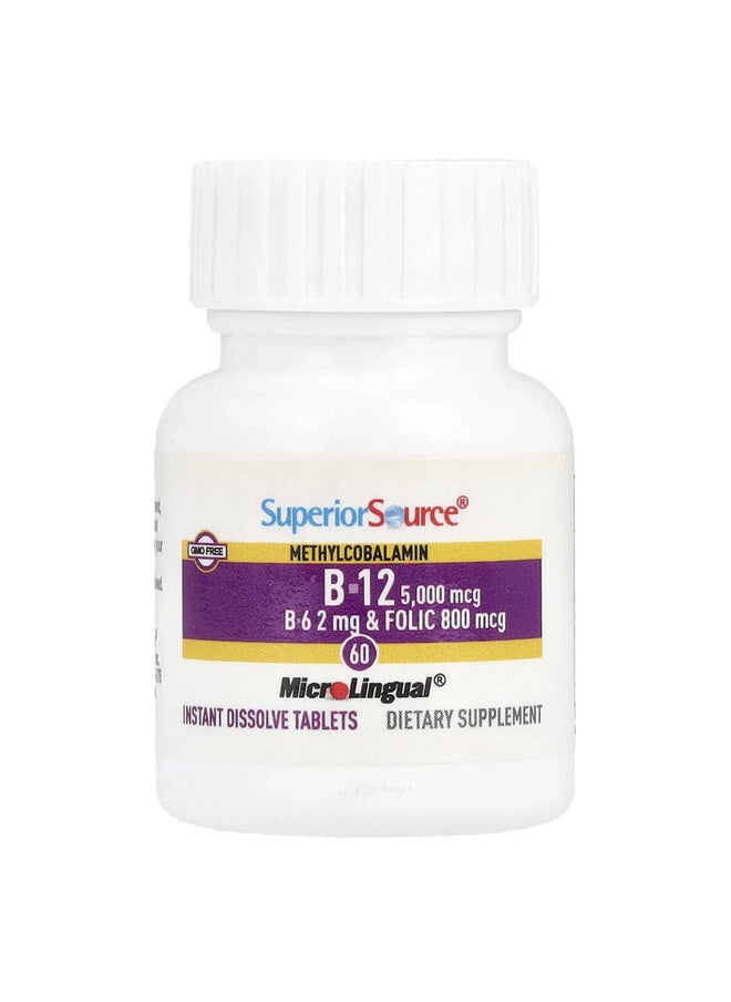 Superior Source Methylcobalamin B-12, B-6 & Folic Acid, 60 MicroLingual Instant Dissolve Tablets  - Image 3