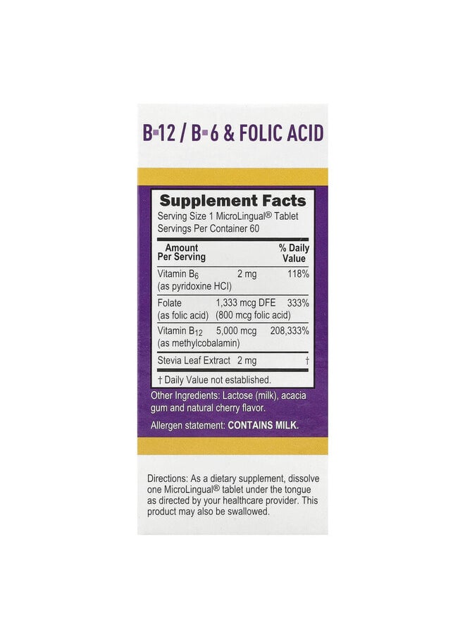 Superior Source Methylcobalamin B-12, B-6 & Folic Acid, 60 MicroLingual Instant Dissolve Tablets  - Image 2
