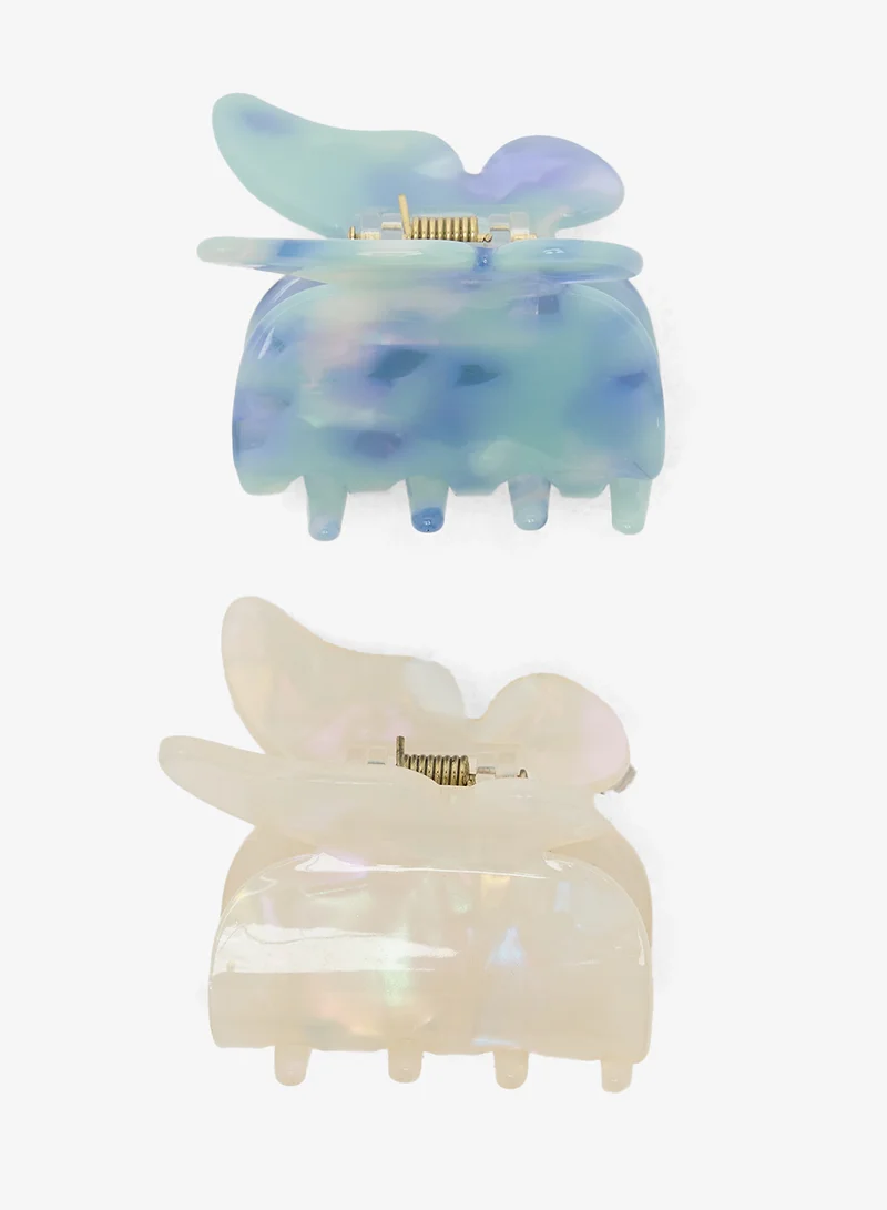 ايلا مشبك شعر فراشة مطبوع قطعتين