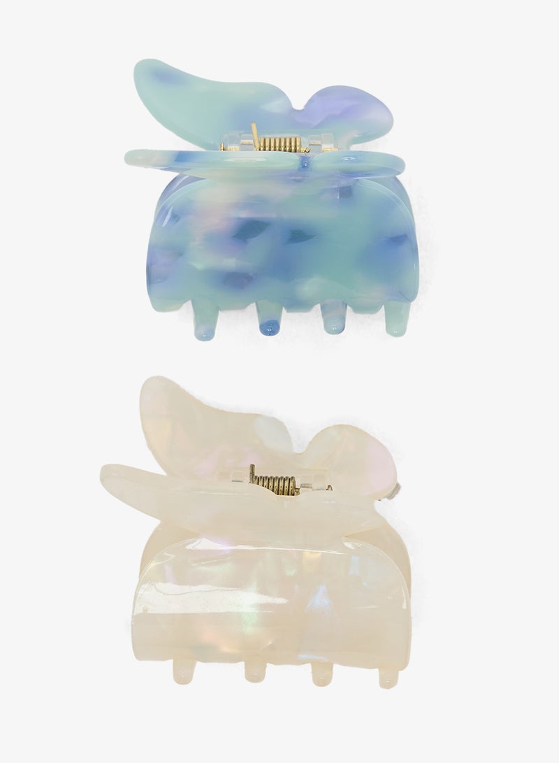 ايلا مشبك شعر فراشة مطبوع قطعتين - Image 1