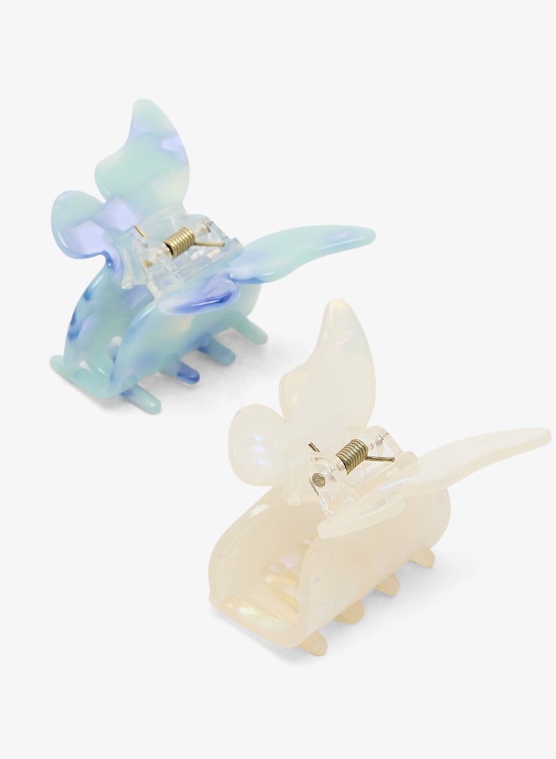 ايلا مشبك شعر فراشة مطبوع قطعتين - Image 2