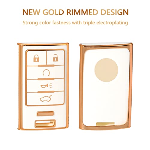 OFFCURVE Key Fob Cover for Cadillac, Soft TPU Car Key Case Protector for Cadillac SRX ATS ELR XTS 2010 2011 2012 2013 2014 2015 Keyless Entry Remote Control Start Car Key Accessories, White - Image 4