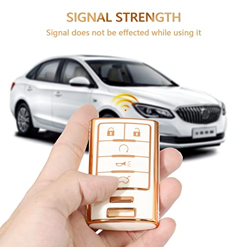 OFFCURVE Key Fob Cover for Cadillac, Soft TPU Car Key Case Protector for Cadillac SRX ATS ELR XTS 2010 2011 2012 2013 2014 2015 Keyless Entry Remote Control Start Car Key Accessories, White - Image 5