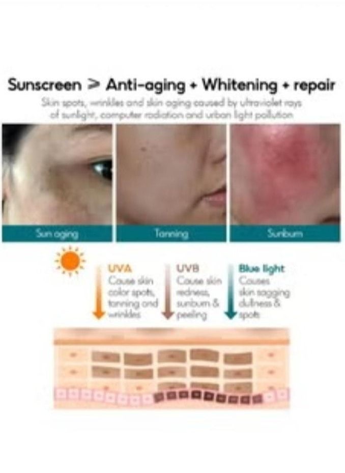 Vibrant Glamour - Sunscreen Cream Sunblock for Face and Body SPF50 UVA UVB Skin Protect Anti aging Brightening Fade Dark Spots Moisturizing Repair Skin Care 50g - Image 1