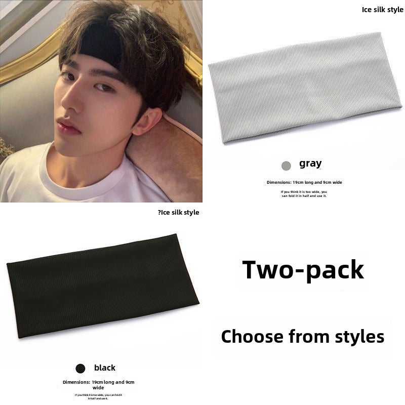 Generic Mens Sweatband Fashion Sports Headband(Ice Silk) Black + Grey [Special for Daifa]] (Ice Silk) Black + Grey [Special for Daifa]] 
