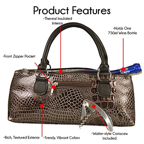 Primeware Wine Clutch Bag (Thermal Insulated) Trendy Women’s Carry Tote | Holds Red & White 750mL Bottles | Trendy Fashion | Incl. Portable Waiter-Style Corkscrew - Image 3