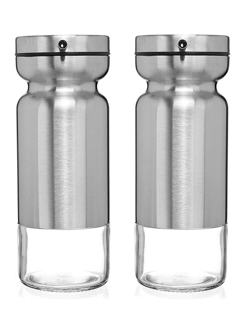 2 Pcs 270ml Olive Oil and Vinegar Dispenser Bottle Set Non Drip with Stainless Steel Outer Body - Image 2