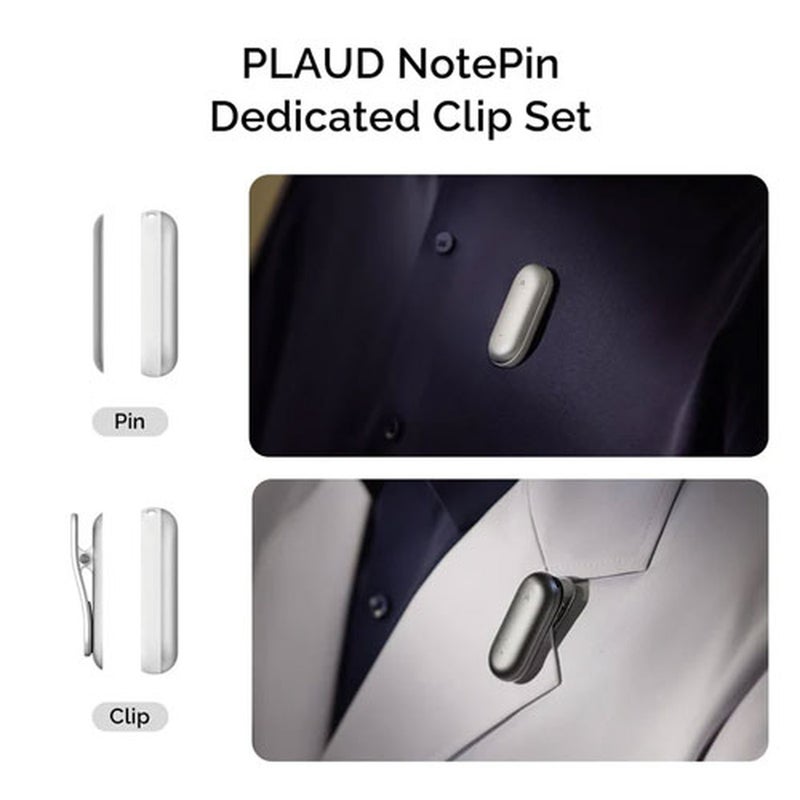 Plaud NotePin Clip & Magnetic Pin - Silver - Image 3