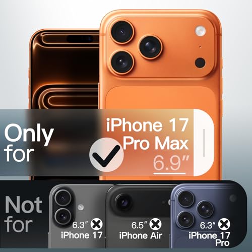 Jetech غطاء JETech المغناطيسي لهاتف iPhone 17 Pro Max 69 بوصة متوافق مع MagSafe ذو ظهر مات شفاف نحيف ومينيمالي مقاوم للصدمات باللون البرتقالي - Image 3
