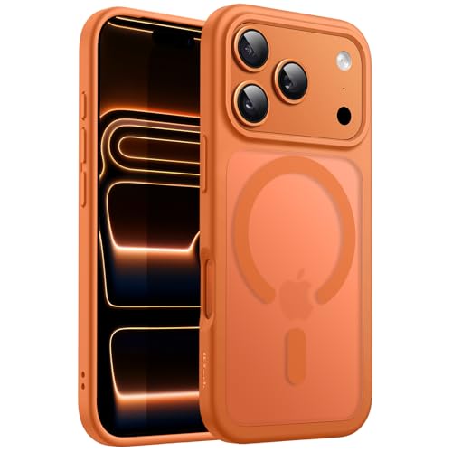 Jetech غطاء JETech المغناطيسي لهاتف iPhone 17 Pro Max 69 بوصة متوافق مع MagSafe ذو ظهر مات شفاف نحيف ومينيمالي مقاوم للصدمات باللون البرتقالي - Image 1