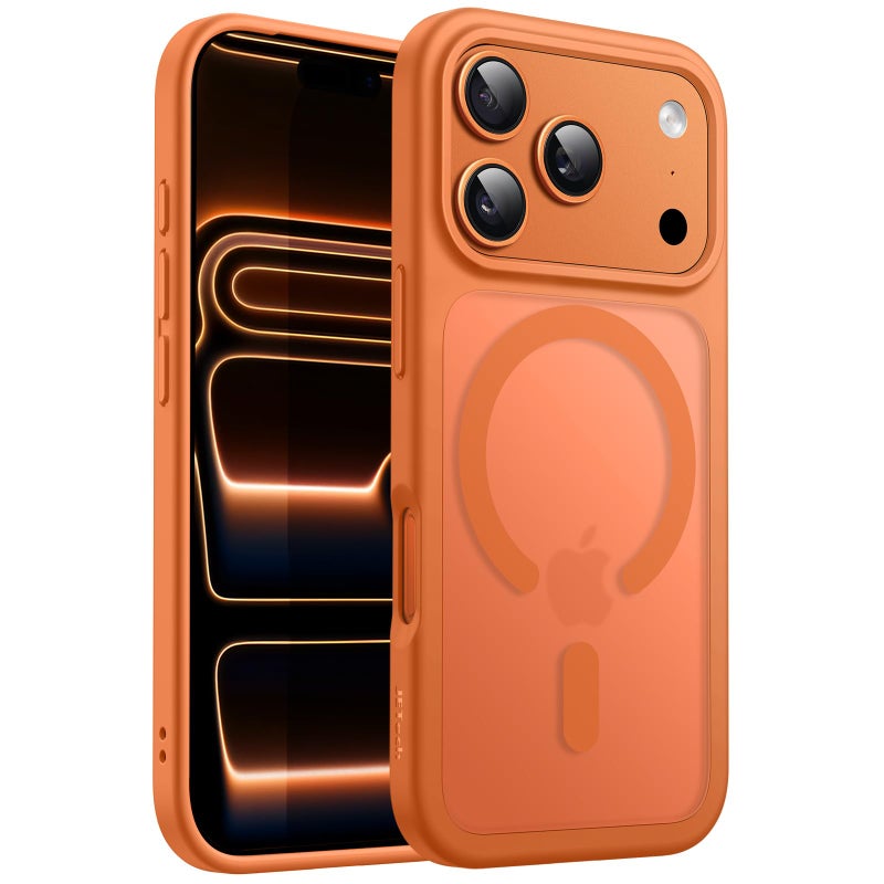 Jetech غطاء JETech المغناطيسي لهاتف iPhone 17 Pro Max 69 بوصة متوافق مع MagSafe ذو ظهر مات شفاف نحيف ومينيمالي مقاوم للصدمات باللون البرتقالي - Image 2
