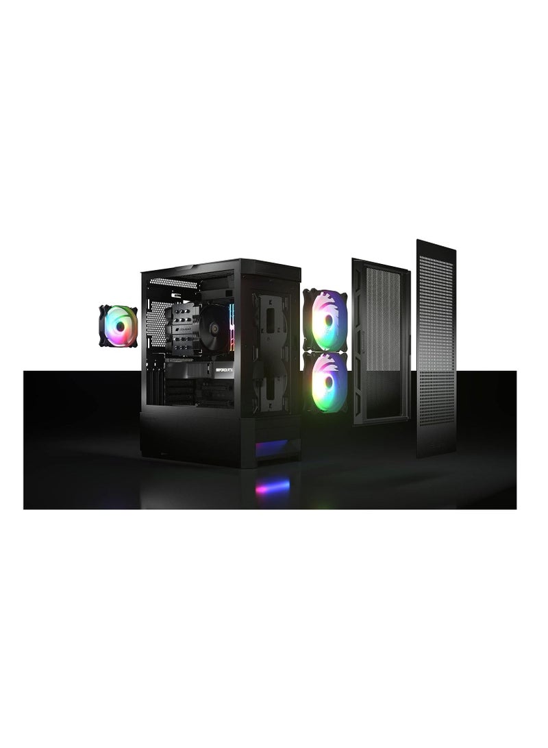 كوجار كوغار دوفيس Rgb Mid-Tower Gaming Pc Case ، 2 X 140mm Argb Fan ، 1 X 120Mm Argb Fan ، أداء تبريد لا يضاهى ، زجاج مقوى - أسود - Image 4