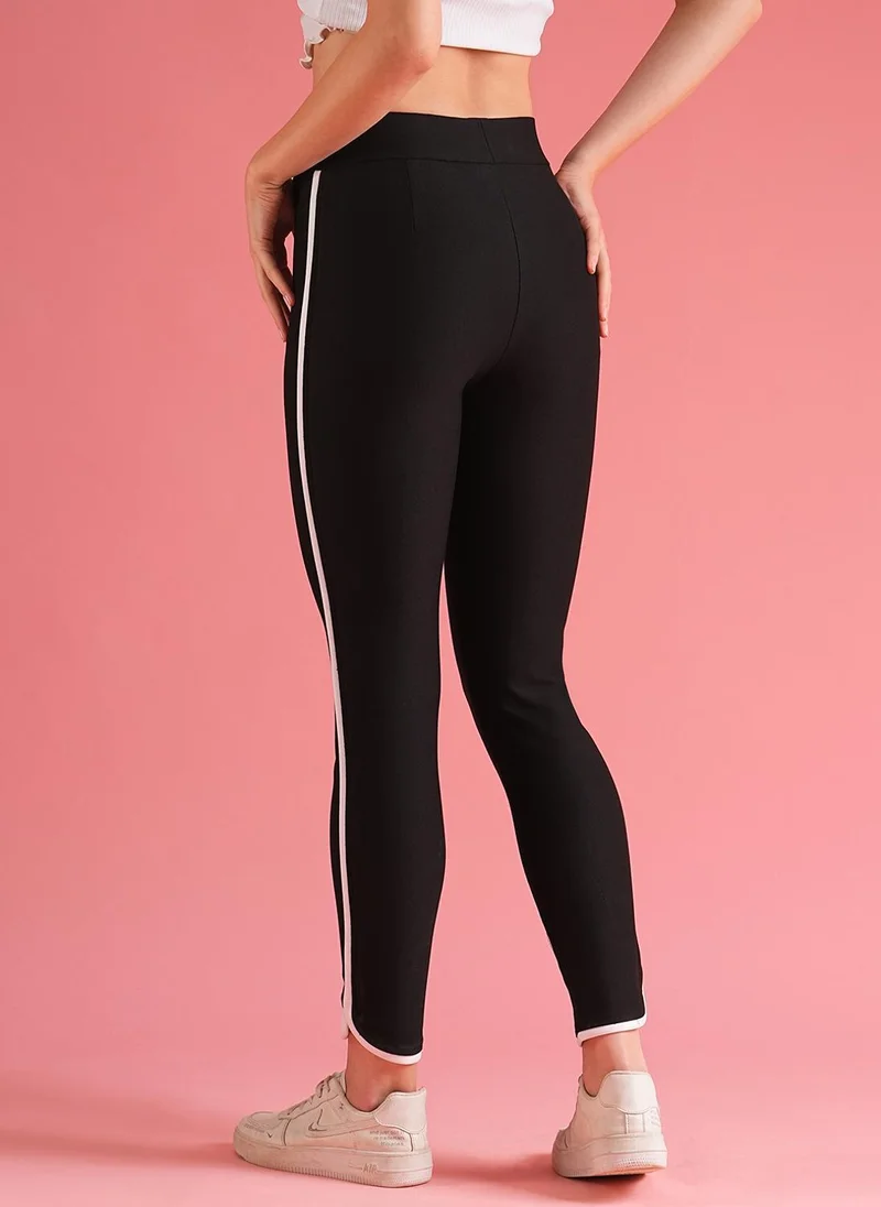 Globus black Globus Women's Black Casual Skinny Treggings with High-Rise Waist for Women | Best Price UAE