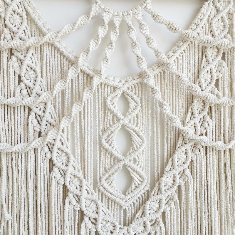 Achart Macrame Wall Hanging Large- Boho Wall Decor- large wall art- Wall Decor Living Room- Macrame Tapestry Boho Decor for Bedroom (Beige-Fringe) - Image 5