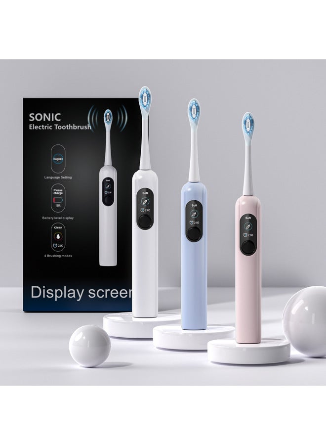 New Custom-made 12-zone Smart Color Screen Electric Toothbrush With Usb Charging, Fully Automatic Voice-activated Ai Toothbrush