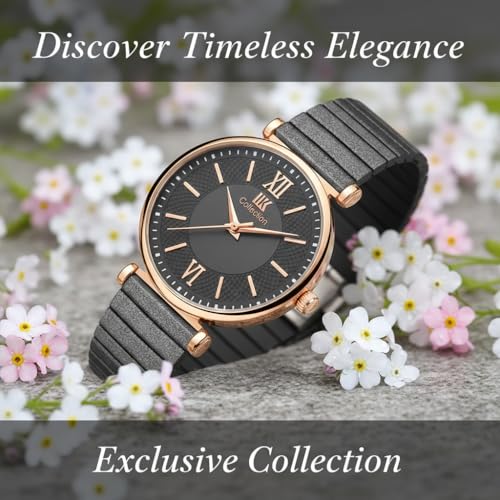 IIK COLLECTION Watches for Woman Round Dial |Analogue Quartz Movemnet Ladies Watch|Long Battery Life|Metal Bracelet Chain Strap|Double Lock Clasp Safety Watches for Girls (Black) - Image 4