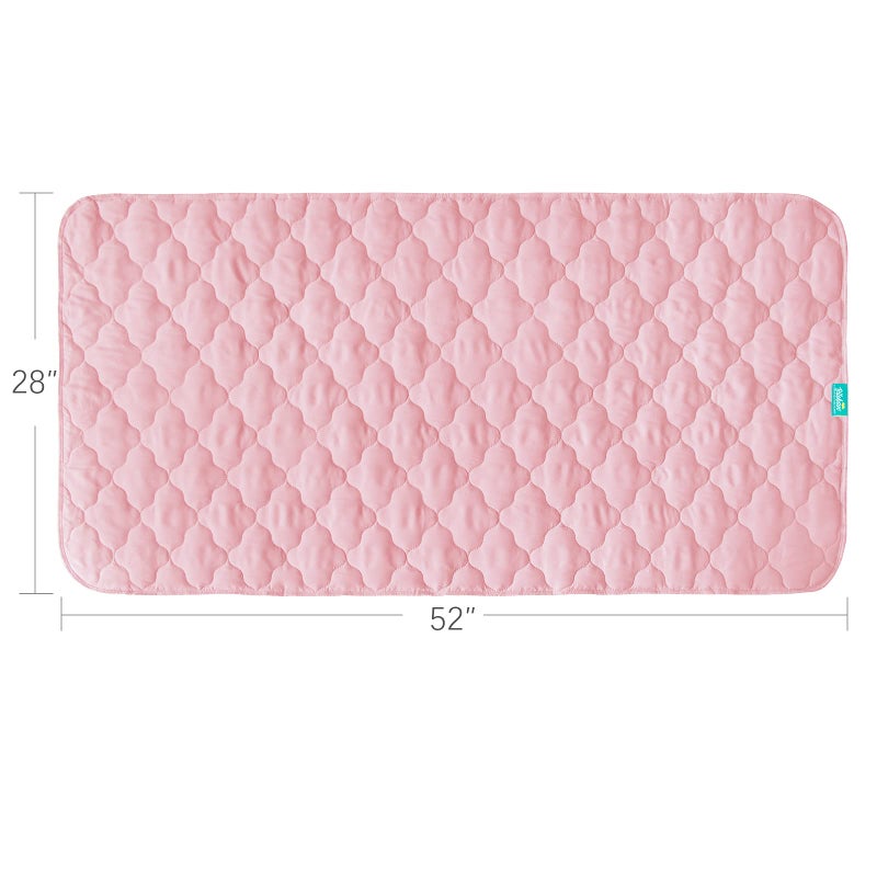 Biloban Waterproof Crib Mattress Protector Pad Cover 28" x 52", Anti Slip & Absorbent Waterproof Bed Pads for Standard Crib/Toddler Bed Quilted Machine Washable (Quilted Improved Thickness) Pink - Image 4