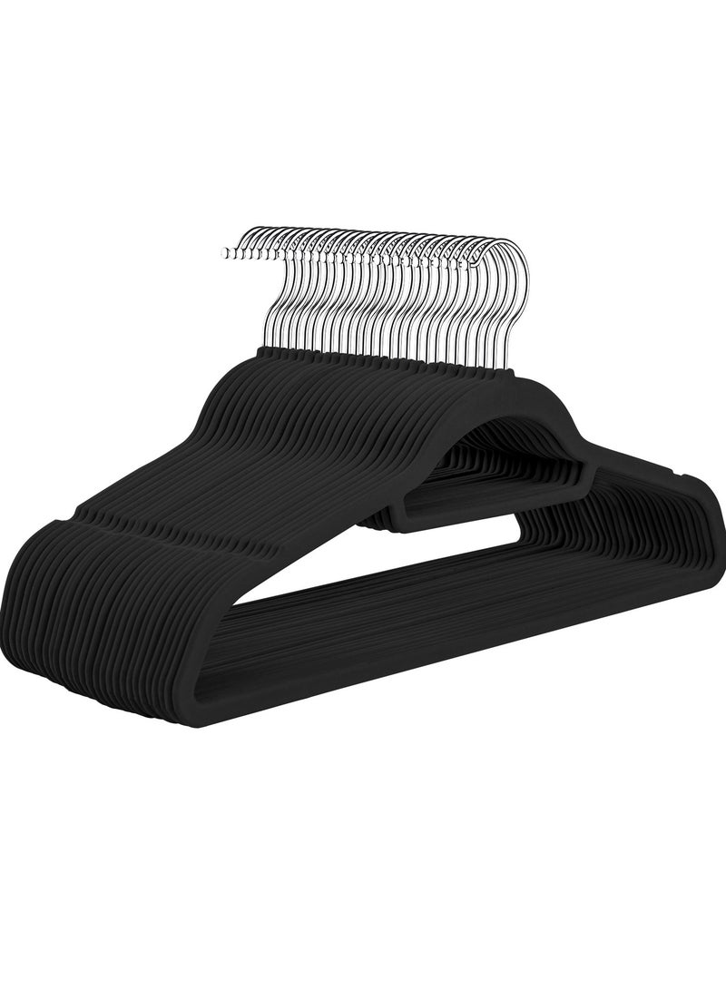 CityRiya-Long Hangers 100 Pack Coat Hanger Premium Suit Hangers for Men Women Robe Hangers Heavy Duty Clothing Hangers Pants Hanger Set Black Clothes Hangers with 360° Rotatable Hook & Shoulder Grooves - Image 1