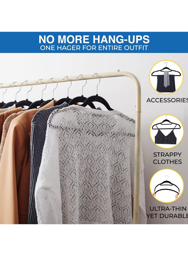 CityRiya-Long Hangers 100 Pack Coat Hanger Premium Suit Hangers for Men Women Robe Hangers Heavy Duty Clothing Hangers Pants Hanger Set Black Clothes Hangers with 360° Rotatable Hook & Shoulder Grooves - Image 5