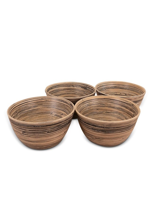 LEXA Bamboo Salad Bowl Set – 4 Individual 8-Inch Natural Bamboo Bowls, Handmade Serving Bowls, Perfect for Salads, Snacks & Entertaining, Black - Image 1