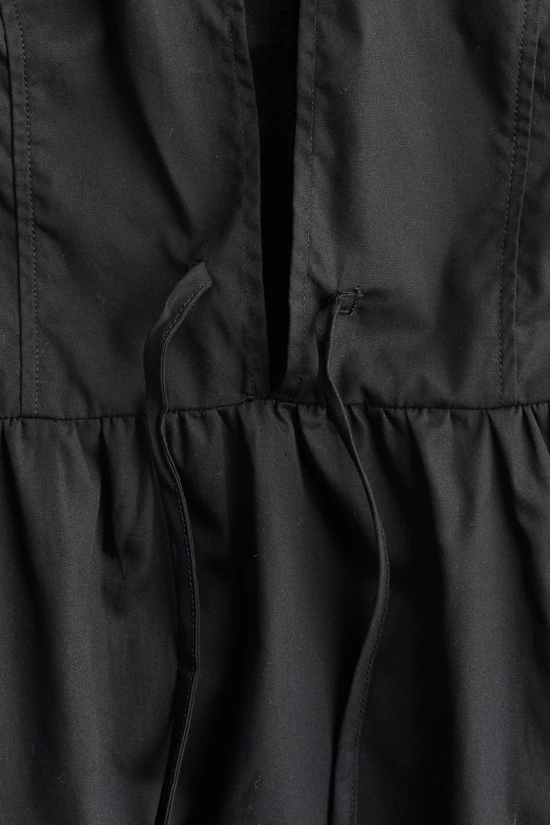 H&M Tie-Detail Puff-Sleeved Dress
