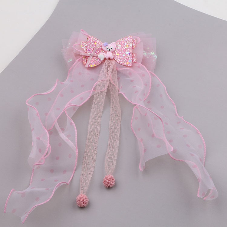 Generic Korean Fairy Girl Hair Clip with Long Streamers Lotus color semi-finished products A4-5