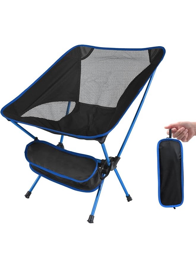 PROMASS Folding Camping Chair Ultra Lightweight, Portable Backpacking Chair, Heavy Duty 135Kg Capacity, Outdoor Chairs With Carry Bag For Camping, Garden, Fishing, Beach,Bbqs - Deep Blue 