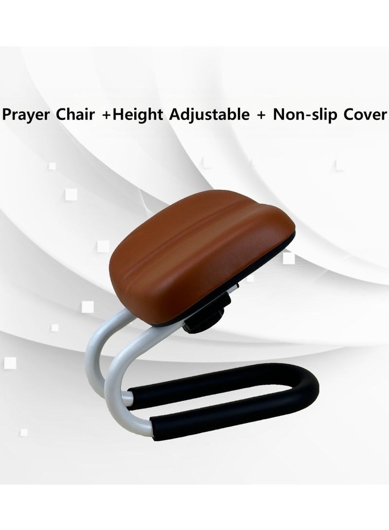 كرسي صلاة مسلم قابل لتعديل الارتفاع، يخفف آلام الظهر والمفاصل والركبة والكاحل أثناء الصلاة، خاصة لمن يعانون من زيادة الوزن وكبار السن والنساء الحوامل (بني) - Image 5