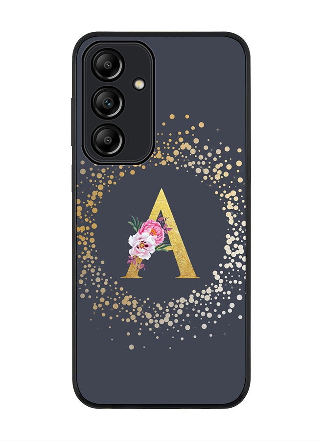 Stylizedd Rugged Black Edge Case for Samsung Galaxy A55, Slim fit Case Thin Cover- Custom Monogram Initial Letter Floral Pattern Alphabet - A  (Grey) - Image 1