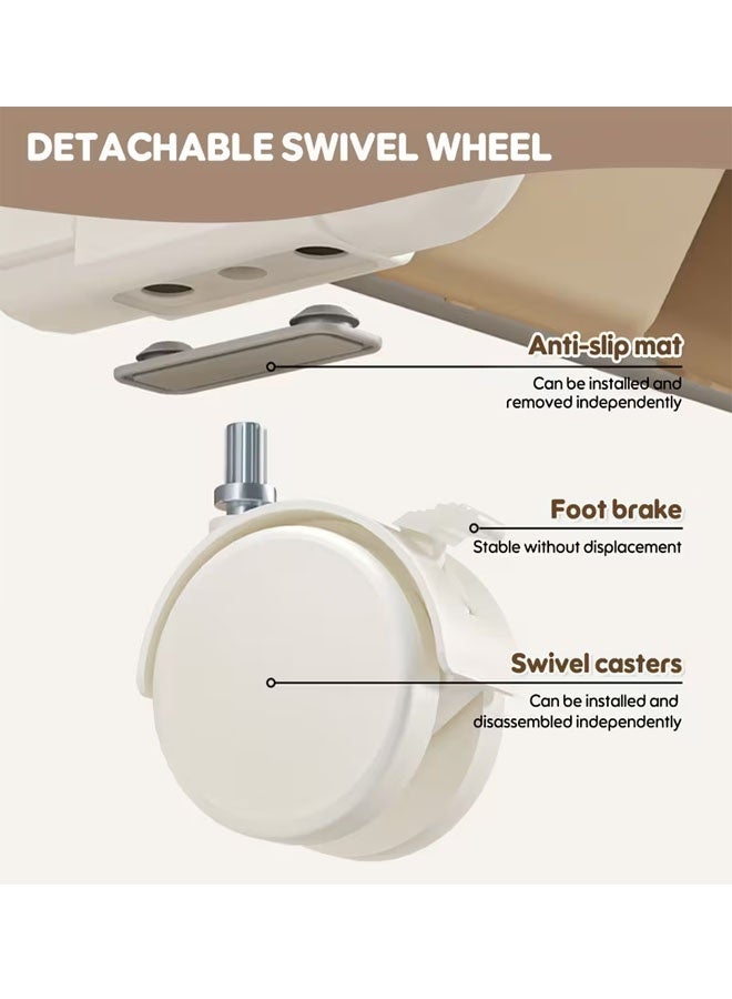 Beauenty Large Capacity Kids Toy Storage Organizer Rack with Wheels, Movable Books & Toys Storage Cabinet with Bins, Eco-Friendly Nursery Playroom Organizer - Image 5
