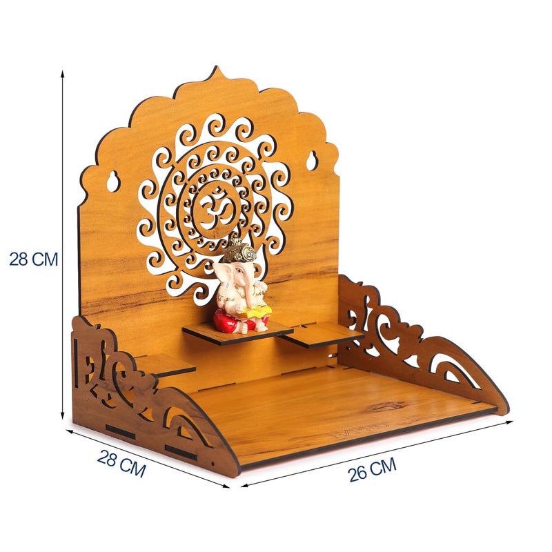 EXPRO Wooden Wall Mounted Pooja Mandir for Home & Office, Wooden Temple for Home Decor Hanging Pooja Stand for Idols | Height: 5 | DIY (Do-It-Yourself) (Height 28 | OM Design 3) - Image 2