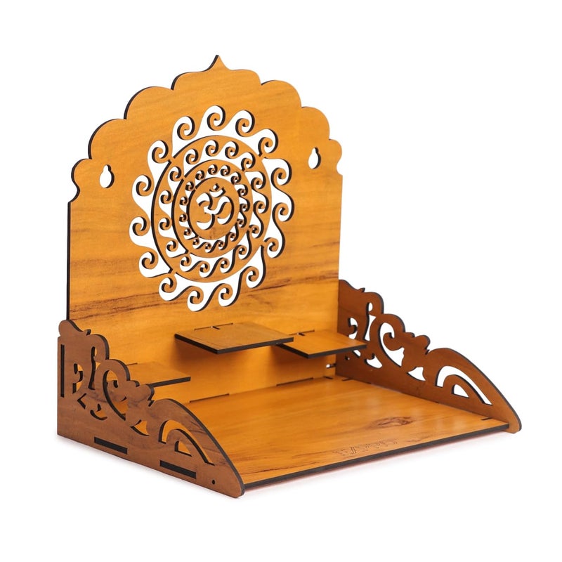 EXPRO Wooden Wall Mounted Pooja Mandir for Home & Office, Wooden Temple for Home Decor Hanging Pooja Stand for Idols | Height: 5 | DIY (Do-It-Yourself) (Height 28 | OM Design 3) - Image 5