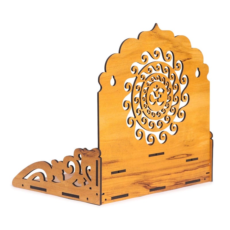 EXPRO Wooden Wall Mounted Pooja Mandir for Home & Office, Wooden Temple for Home Decor Hanging Pooja Stand for Idols | Height: 5 | DIY (Do-It-Yourself) (Height 28 | OM Design 3) - Image 3