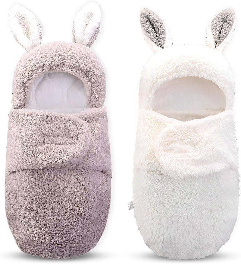 Baby Swaddle Blanket Set - 2 Ultra-Soft Plush Swaddles for Infants (Grey & White) - Image 1