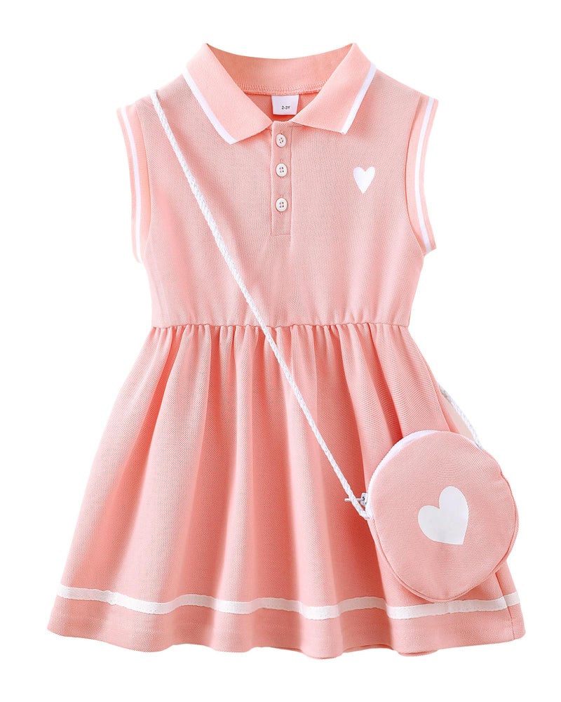 Saeaby Kids Girls Clothes 6T Girl Clothes Boho Sleeveless Polo Sporty Ruffle Playwear Sundress Toddler Little Girls Outfits Pink Dresses Size 7 for Kids - Image 1