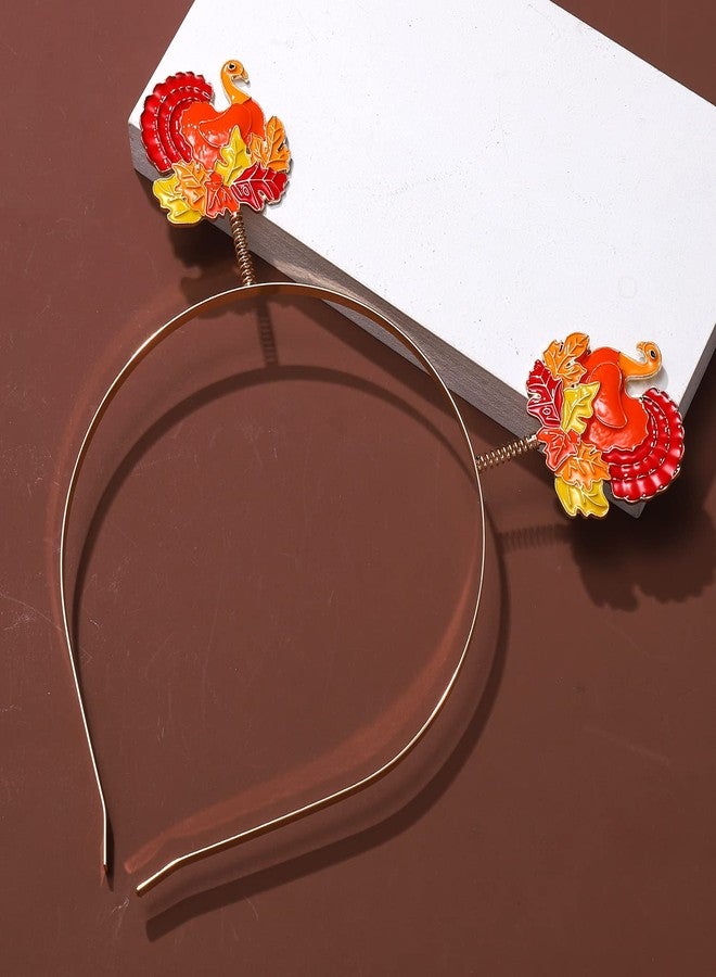 boderier Thanksgiving Headband Turkey Head Bopper for Women Girls Thanksgiving Costume Party Hair Accessory Gifts - Image 3