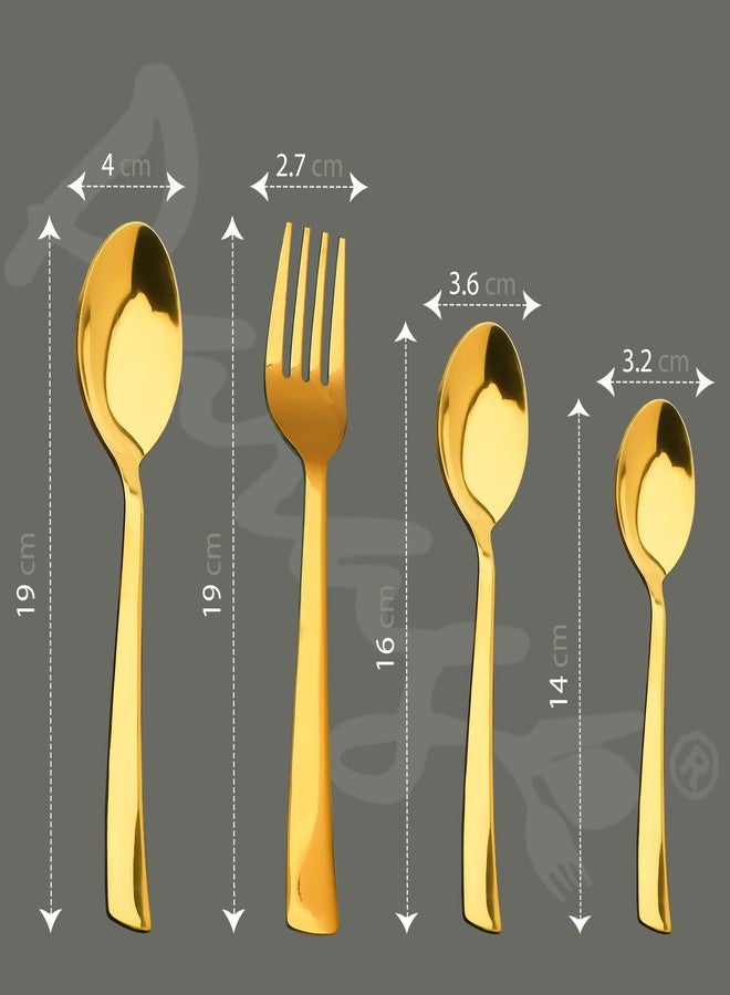Parage 24 Pieces Stainless Steel Golden Cutlery Set, Premium Spoon Set for Home & Kitchen, PVD Gold Flatware for Elegant Dining (6 Pieces Each Table Spoons, Table Forks, Dinner Spoons & Tea Spoons) - Image 2