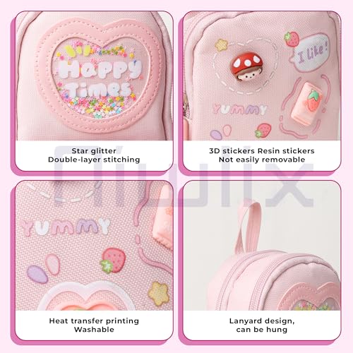 Niwlix Pencil Pouch Case Box for School Kids Girls Boy Large Capacity Multifunctional Pouch for School Kids Aesthetic Cute Stationary Gift 6 Layer with 3 Compartment - Pink - Image 4