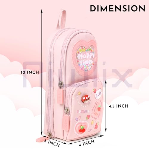 Niwlix Pencil Pouch Case Box for School Kids Girls Boy Large Capacity Multifunctional Pouch for School Kids Aesthetic Cute Stationary Gift 6 Layer with 3 Compartment - Pink - Image 5