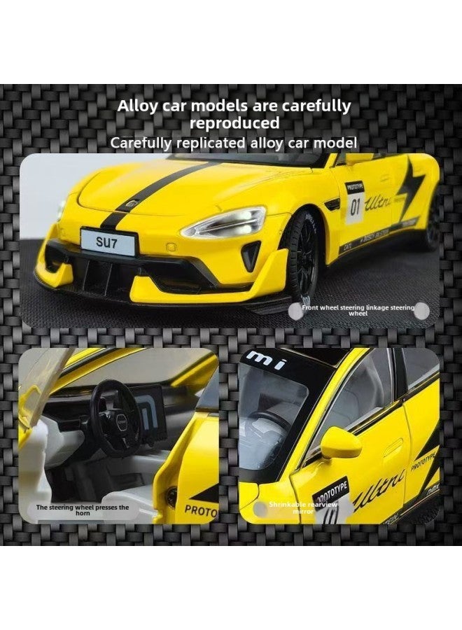 Xiaomi Su7 Car Model Simulation Alloy Car Model Car 1:24 Sports Car Collection Ornaments Back To Force Toy Ultra-Color:Lightning Yellow Ultra U-shaped Rear Wing Front Shovel  - Image 4