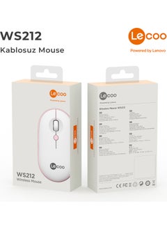 lecoo Lenovo WS212 Wireless 1600DPI 4-Button Optical Mouse White & Pink  - Image 5