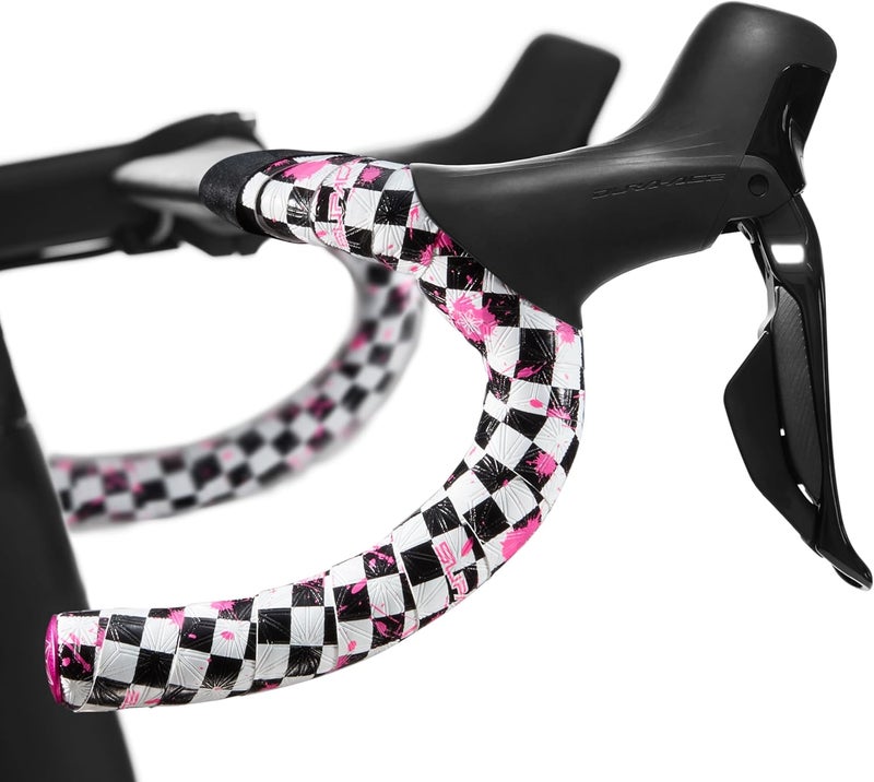 SUPACAZ Bike Handlebar Tape – Super Sticky Kush Bicycle Bar Tape – Ano Pink Plugs – 220 x 3 cm Rad Design - Image 2