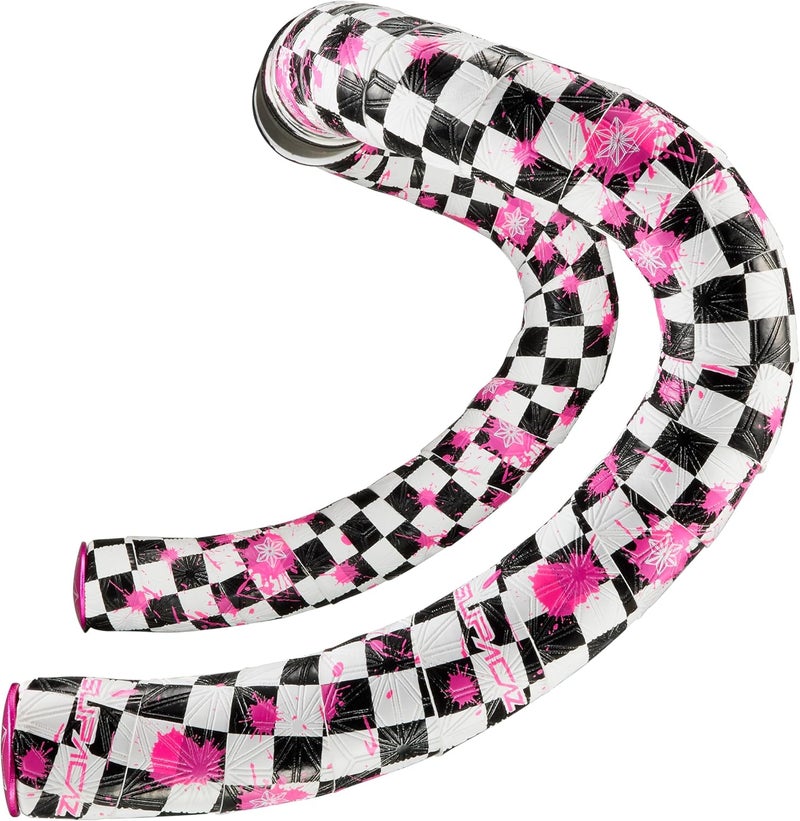 SUPACAZ Bike Handlebar Tape – Super Sticky Kush Bicycle Bar Tape – Ano Pink Plugs – 220 x 3 cm Rad Design - Image 1