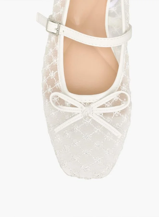 Celeste WHITE Women Bow Detail Mesh Mary Jane Shoes for Women | Best Price UAE
